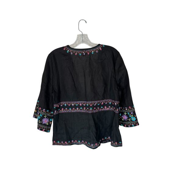 Silkland Linen Embroidered Sequin Bohemian Boho Gypsy Jacket Blazer Size Large - Picture 9 of 12